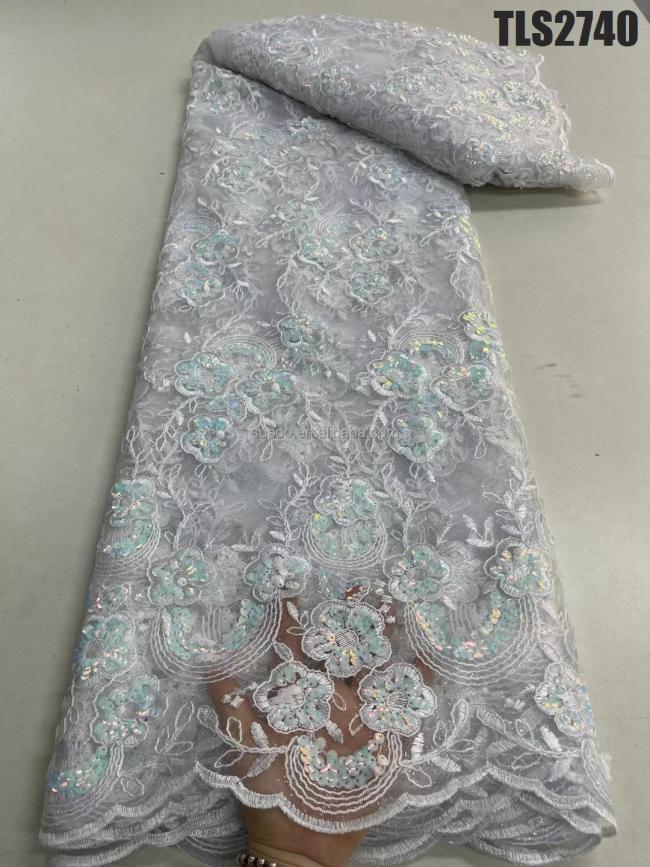 2023 Supoo Latest fashion wholesale price beautiful french lace with sequins