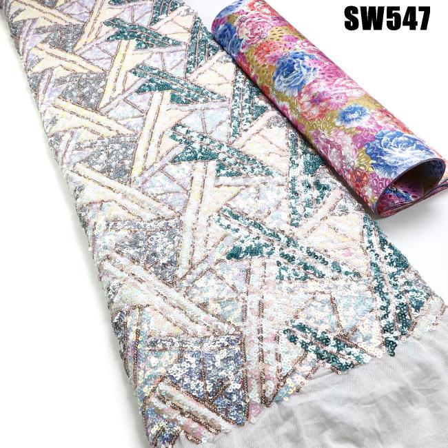 2023 Shiny sequins lace embroidery fabric net tulle lace french fabric for evening dress
