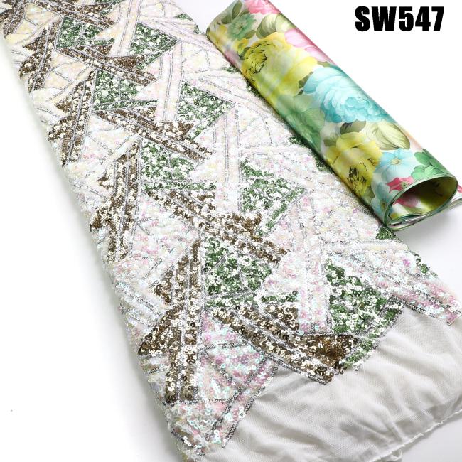 2023 Shiny sequins lace embroidery fabric net tulle lace french fabric for evening dress