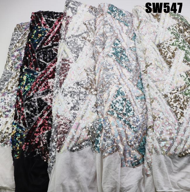 2023 Shiny sequins lace embroidery fabric net tulle lace french fabric for evening dress