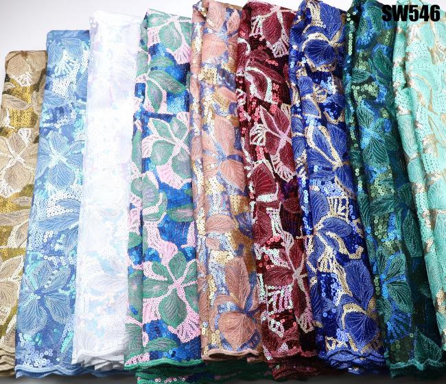 african lace fabric sequins lace embroidery fabric mesh bridal wedding dress