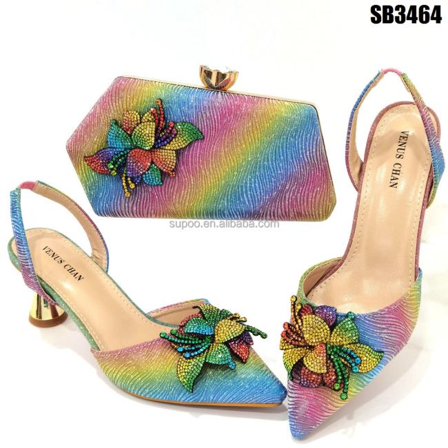 African high heels sandals and purses bag set Italian bag to match shoes for women party shoes set
