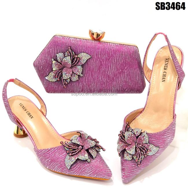 African high heels sandals and purses bag set Italian bag to match shoes for women party shoes set