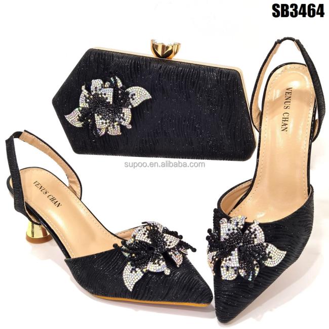 African high heels sandals and purses bag set Italian bag to match shoes for women party shoes set