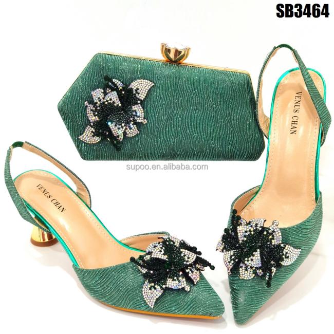 African high heels sandals and purses bag set Italian bag to match shoes for women party shoes set