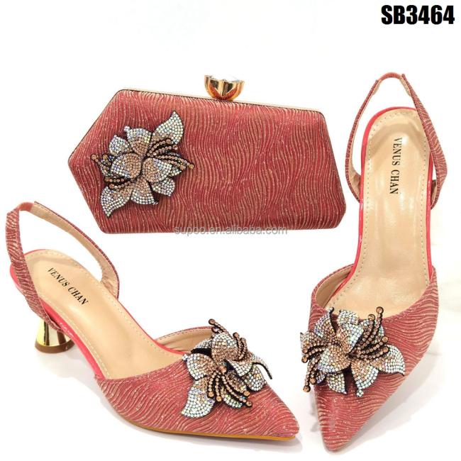 African high heels sandals and purses bag set Italian bag to match shoes for women party shoes set