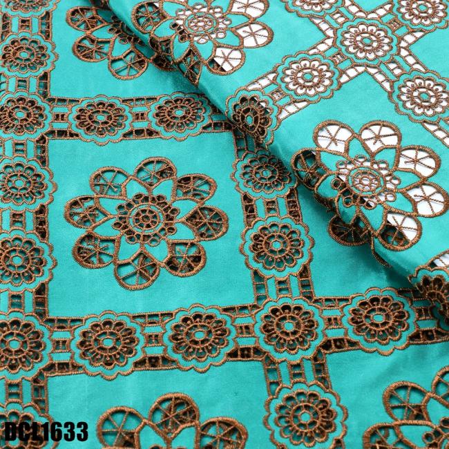 latest cord lace in embroidered fabric quipure lace fabric with colorful stones elegant women dress for party and show