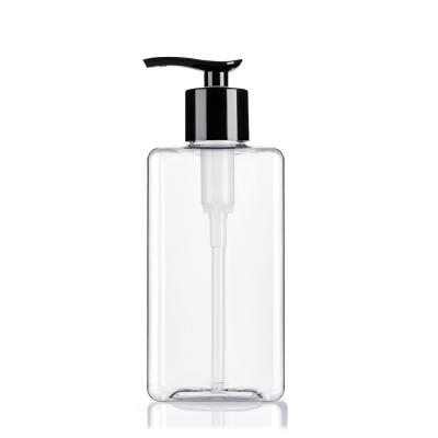 China Square Clear Plastic Shampoo Bottles With Pump Personal Care Packaging 500ml for sale