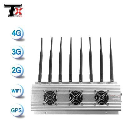 China Three Fan 8 Way WiFi Signal Jammer Radius 5 - 40 Meter For Prison Interior for sale
