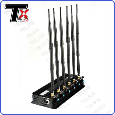 China Customized 6 Channel Wireless Signal Jammer Jamming Cell Phone 2 3 4 5G GPS WiFi VHF UHF for sale