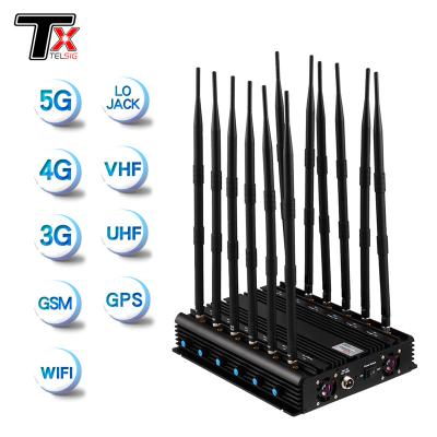 China 12 Channel WiFi Signal Jammer External Antenna Customized GPS Phone Signal Blocker for sale