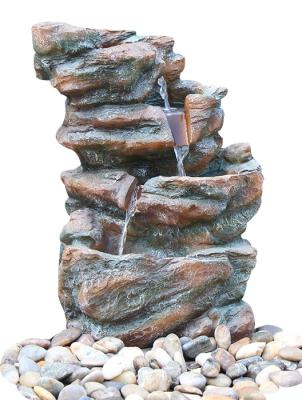 China Customized Size Outdoor Stone Fountains , Rock Garden Fountain In Grey Color for sale