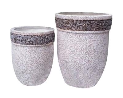 China Contemporary Round Cement Garden Planters Cement Flower Pots For Courtyard / House for sale