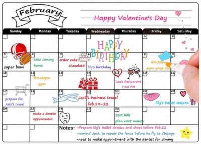 China Custom Dry Erase Magnetic Refrigerator Calendar , Magnetic Weekly Planner 12'' X 16'' for sale