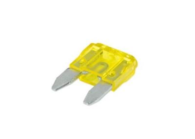 China Plug In Zinc Alloy Automotive Fuses Mini Auto Blade Fuse Rated 32VDC 20A Yellow 11mm For Automotive Passenger Car for sale