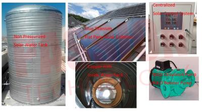 China 3000L 5000L Centralized Solar Water Heater Blue Coating Flat Plate Solar Collector for sale