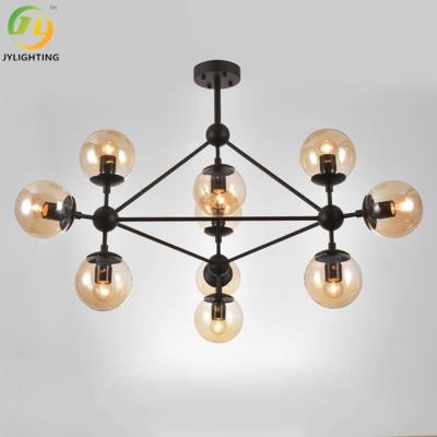China Indoor Decorative Glass Ball Black Cognac Hardware Painting Glass Modern Pendant Lamp for sale