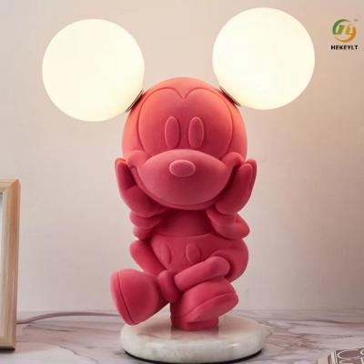 China Resin Glass G4 Bedside Lamp Cartoon Mickey Mouse For Girl Bedroom for sale