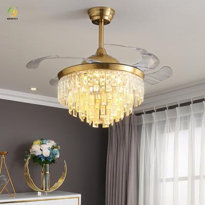China Invisible Crystal LED Ceiling Fan Light Variable Frequency For Home Living Room Bedroom for sale
