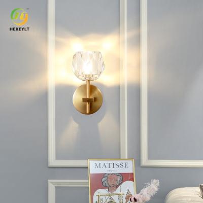 China Crystal Gold Modern Wall Light For Corridor Living Room TV Background for sale