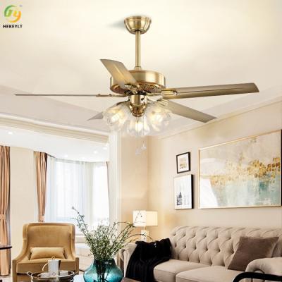 China 3/4/5 heads American Indoor Ceiling Fan fancy Gold Color LED Ceiling Fan for sale