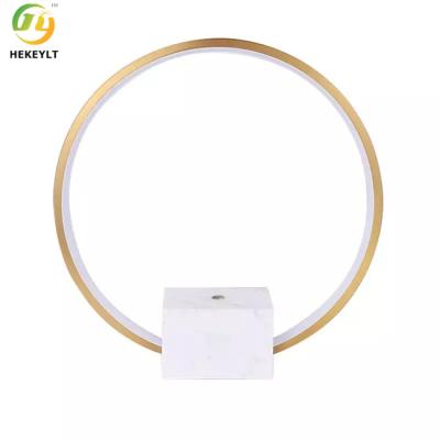 Китай Led Circle Small Modern Table Lamp White And Golden Sturdy Metal Marble продается