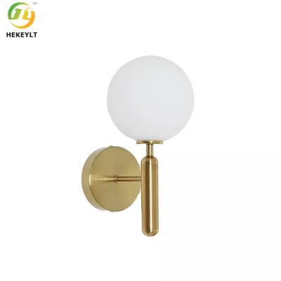 Китай E12 Globe Modern Wall Light Metal Gold Living Room 1 Light White Glass Led продается