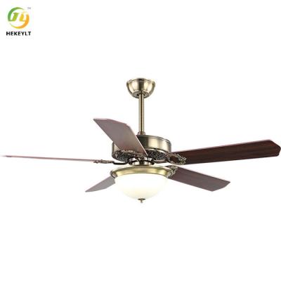 China Wood Blade LED Ceiling Fan Light Remote Control Bedroom for sale