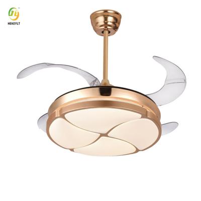 China LED Acrylic Metal Gold Ceiling Fan Light 4 Blades 36W 42 Inch for sale