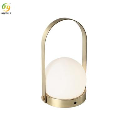 China Led Iron And Glass White / Gold / Black Bedside Table Lamp For Bedroom for sale