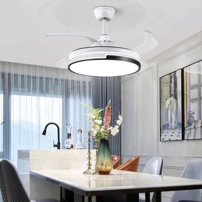 China Retractable Blades Led Ceiling Fan Light Two Way Rotation for sale
