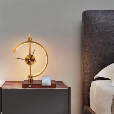 China LED Aluminium Glod Wireless Charger Decorative Wooden Table Lamp 324 X 120 X 410 for sale