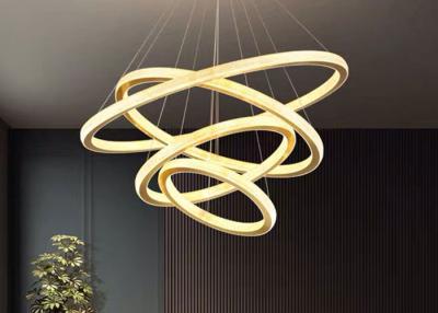 China Size 40x60x80x100cm Clear Gold Color LED Ring Ceiling Light For Hotel Hall for sale
