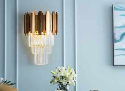 China Ferro interno Crystal Wall Lamp do candelabro de parede moderno do ouro 350mm*550mm à venda