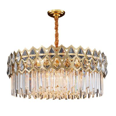 China Modern K9 Crystal Chandelier Fixture Empire Style Chrome Finish Elegance Raindrop Double Luxurious Pendant Lighting for sale