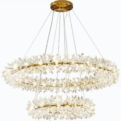 China Modern Diameter 80cm Height 30cm Round Hanging Crystal Chandelier for sale