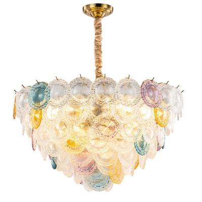 China E14 Rainbow Transparent 600*390mm Round Crystal Pendant Chandelier for sale
