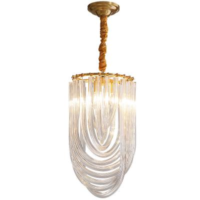 China Bent Glass Tube 500*400mm / 600*400mm / 800*400mm Crystal Pendant Light for sale