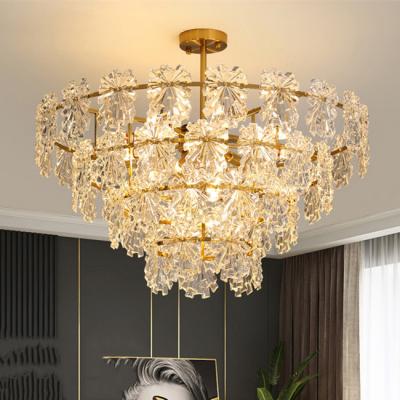 China Iron Gold Modern Crystal Pendant Light Interior Hotel Living Room Design for sale