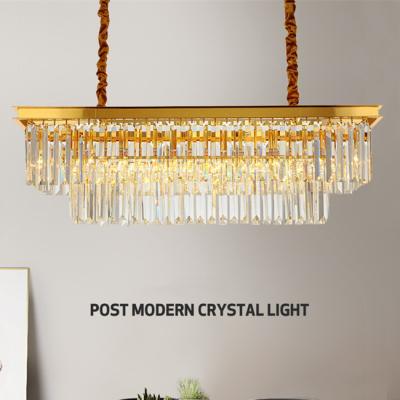 中国 屋内装飾的な現代吊り下げ式の水晶天井灯の金L90*W35*H50cm 販売のため