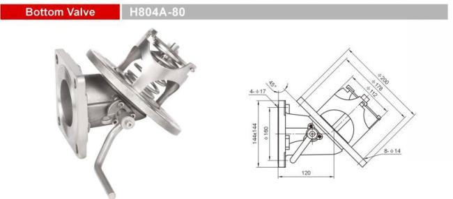 H804A-80 Stainless Steel Bottom Emergency Shut Valves for Chemical Tank Truck Trailers