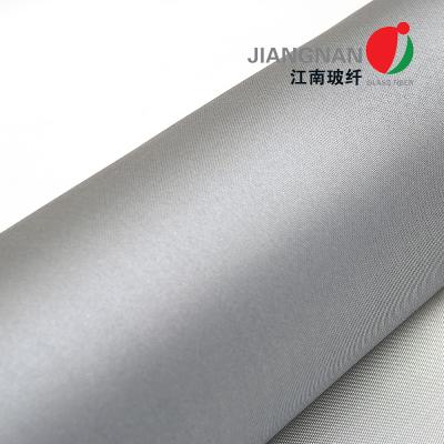 China 32Oz 0.8mm Satin Weave Gray Color Double Sided Silicone Coated Fiberglass Fabric for sale