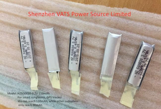 Factory 3.7V Slim Lipo Battery 400830 80mah 500830 110mah Rechargeable Li-polymer Batteries with Solder Tabs