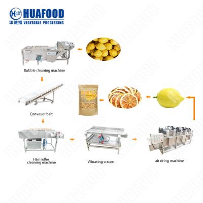 China Air Bubble Vegetable And Fruit Washing Machine Sorting Fruits Cleaning Line for sale