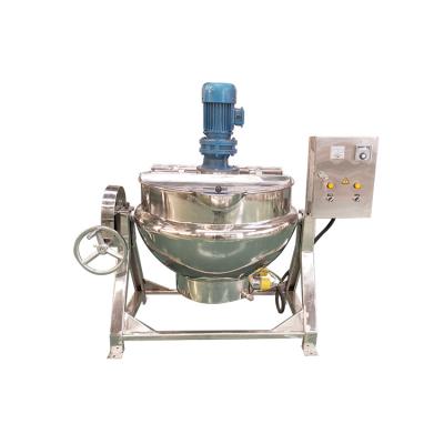 China Gas Fired Curry Paste Cooking Tomato Paste Cooking Gas Heat Jacketed Kettle for Chili Sauce Cooking Kettle With Mixer for sale