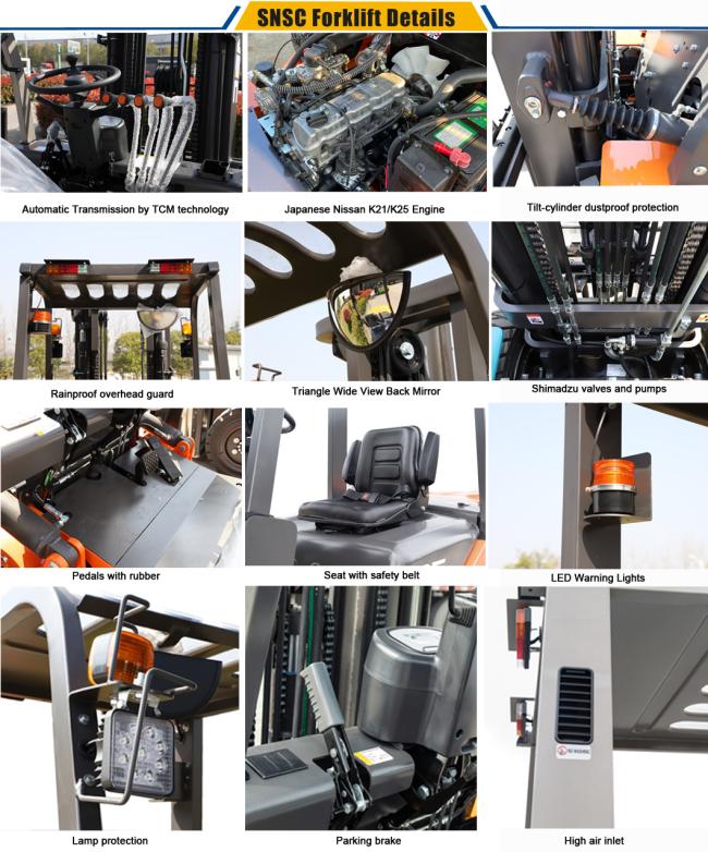 China Snsc 2ton 2.5ton 3ton 3.5ton Gas Forklift FL35 with Japan Nissan Engine