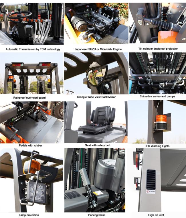 FD100 10 Ton Diesel Forklift With glass boom durable and high hardness material suitable for glass industry