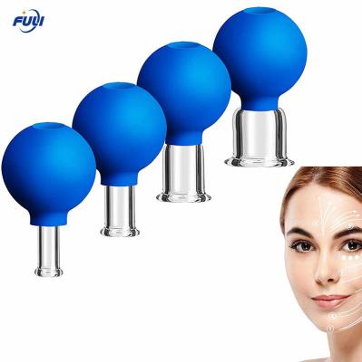 China 4pcs Rubber Head Glass Vacuum Cupping Cups Medical Vacuum Therapy Family Body Massage Suction Cans Home Massage cupping for sale
