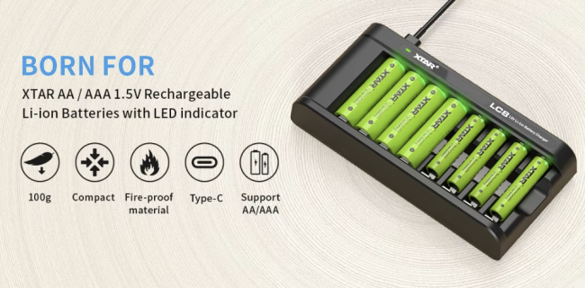 XTAR AA/AAA 1.5V Rechargeable Li-ion Batteries compatibility chart
