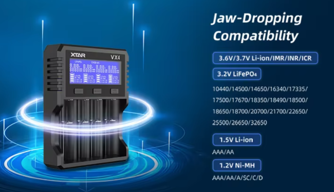 XTAR VX4 4-Bay Universal Smart Battery Charger product image